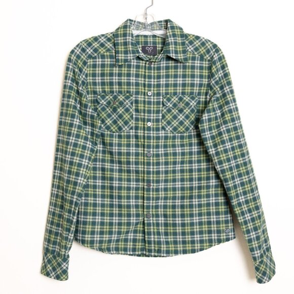 Aritzia TNA Flannel Shirt Plaid Green Button Up Medium - Picture 1 of 15
